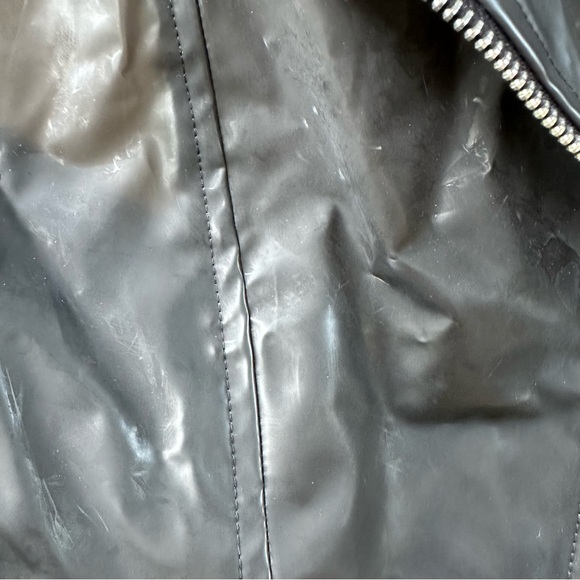 Superdown Sheer Black Vinyl Cropped Moto Jacket PVC Transparent Unlined Sz Small - Picture 12 of 13